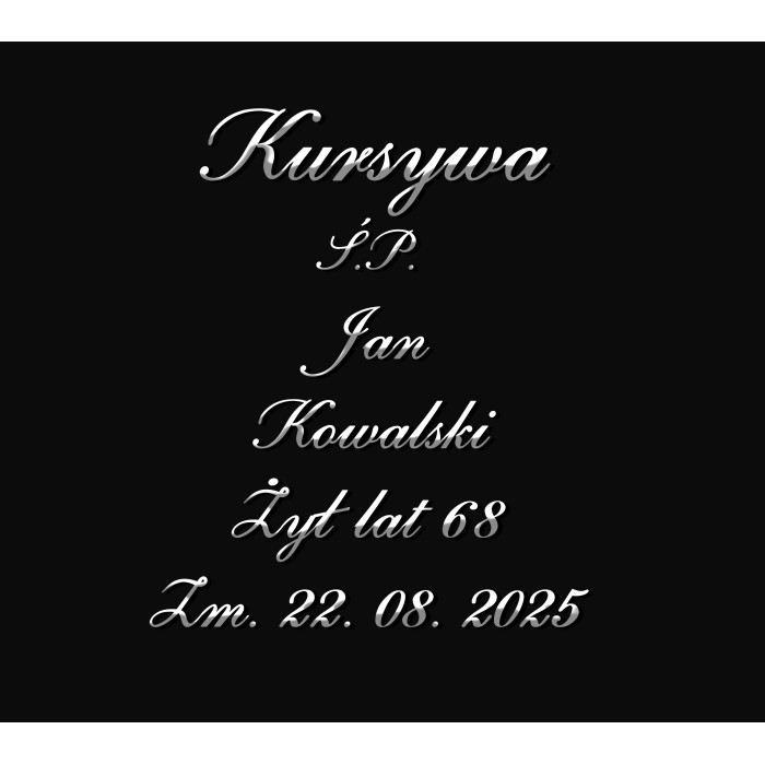 Czcionka KURSYWA dostępna w każdym kolorze