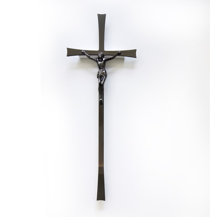 Krzyż nagrobny czarny polerowany wiszący z pasyjką KW2 + PAS