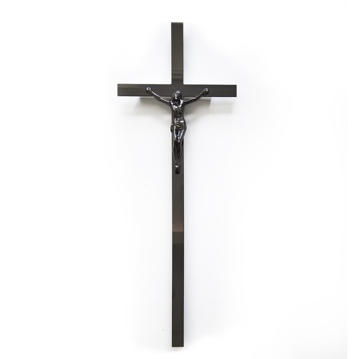 Krzyż nagrobny czarny polerowany wiszący z pasyjką KW1 + PAS