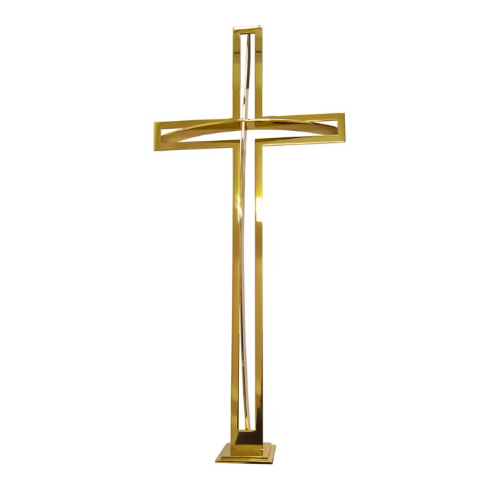 Krzyż nagrobny złoty polerowany stojący KS11