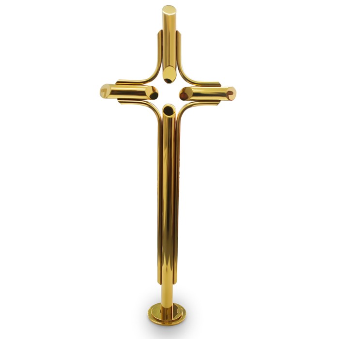 Krzyż nagrobny złoty polerowany stojący  KS15