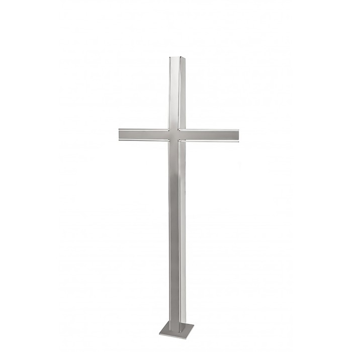 Krzyż nagrobny srebrny polerowany stojący KS13