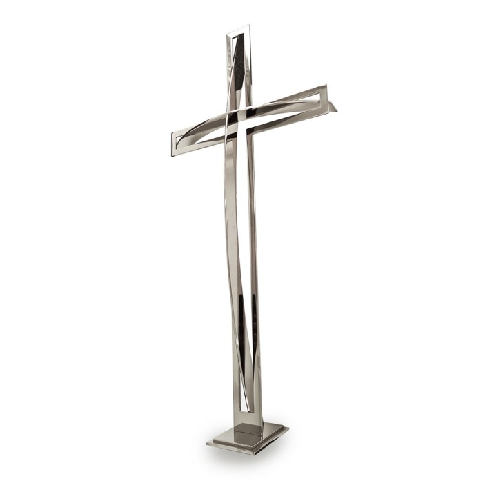 Krzyż nagrobny srebrny polerowany stojący KS11
