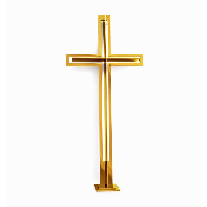 Krzyż nagrobny złoty polerowany stojący KS12