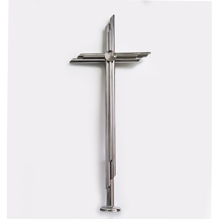 Krzyż nagrobny srebrny polerowany stojący KS3