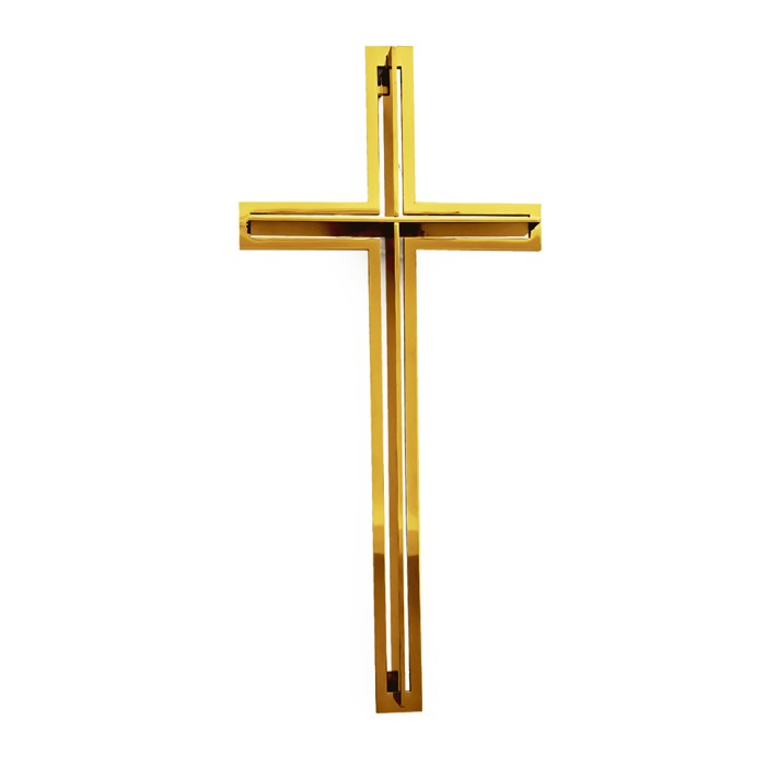 Krzyż nagrobny złoty polerowany wiszący KW17