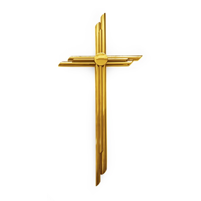Krzyż nagrobny złoty polerowany wiszący KW20