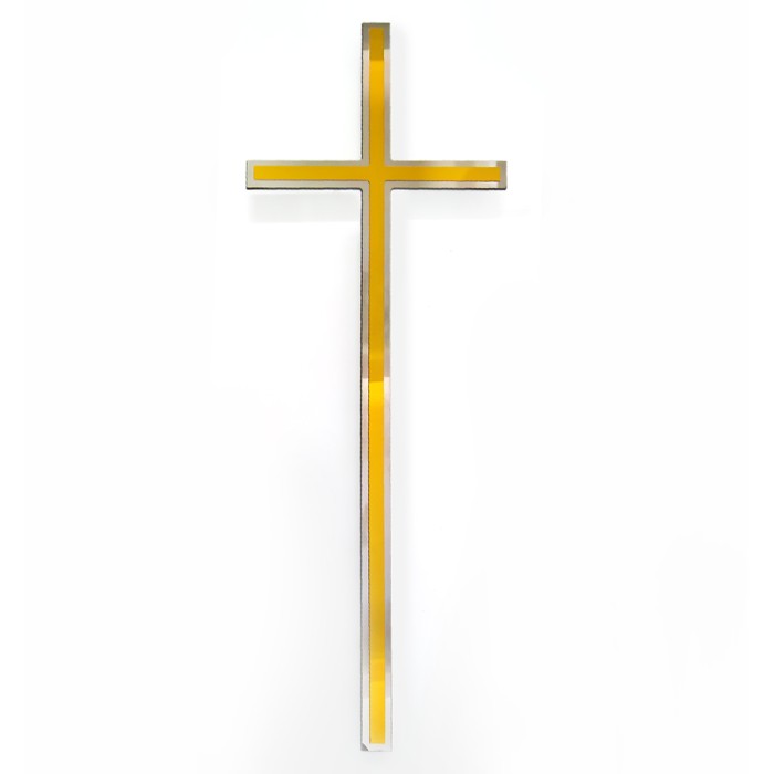 Krzyż nagrobny DUO srebrno-złoty polerowany wiszący KW21