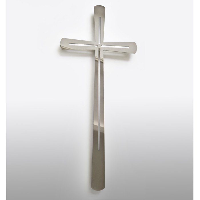 Krzyż nagrobny srebrny polerowany wiszący KW24