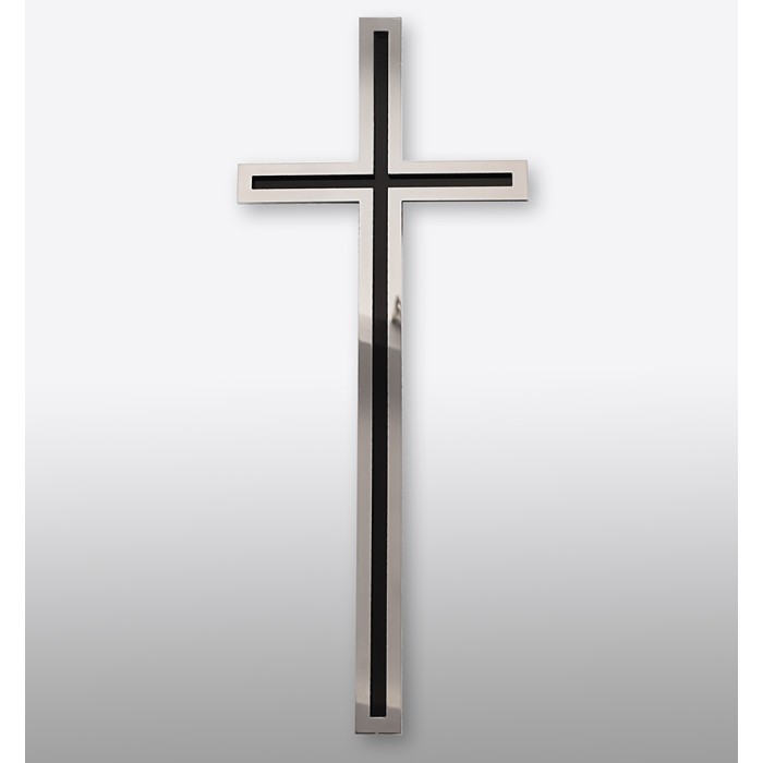 Krzyż nagrobny DUO 3D srebrno-czarny polerowany wiszący KW32 S/CZ