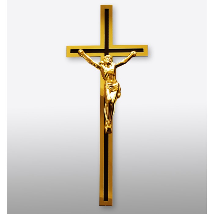 Krzyż nagrobny DUO 3D złoto-czarny polerowany wiszący KW33+PAS